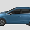 Blue Modern Hatchback Car With Sleek Body Design And Alloy Wheels