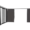 Gray Fabric Curtains For Sliding Door And Window With Curtain Rod
