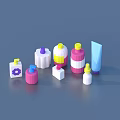 Colorful Plastic Containers With Various Shapes And Bright Colored Caps