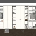 Minimalist Modern White Wardrobe With Glass Doors Shelves Storage Drawers And Decorative Items