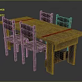 Rustic Wooden Dining Table Set With Four Matching Chairs And Natural Finish