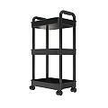 Black Three Tier Mobile Storage Cart With Handle And Wheels For Home Organizing