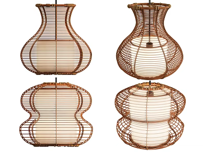 Creative Wicker Pendant Lights With Multiple Unique Shapes For Home Decor 3d model