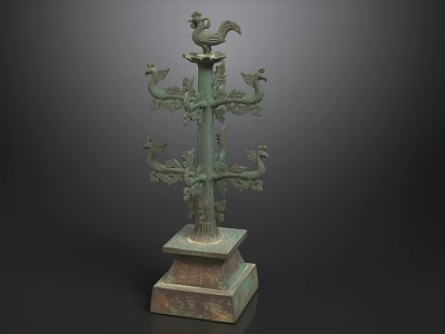 Antique Bronze Finish Sofa And Coffee Table Set With Exquisite Traditional Ornate Bird Decorations 3d model