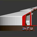 Modern Exhibition Booth Design With White Red Curved Structure And Open