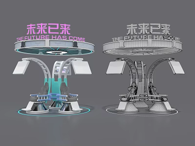 Futuristic Structures With The Future Has Come Display And Modern Design Elements 3d model