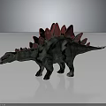 Detailed Stegosaurus Dinosaur Model With Gray Body And Red Back Plates