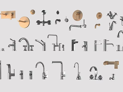 Modern Faucet Designs With Various Styles And Functional Features For Kitchen Bathroom 3d model