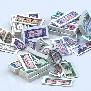 Food Ticket Meat Ticket Cloth Ticket Voucher Meal Ticket Antique Collection Material Ticket Equivalent Exchange Voucher 3d model