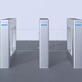 Public Facility Modern Turnstiles with Silver Metal Frames and Transparent Glass Barriers for Access Control 3d model