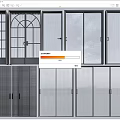 Different Sliding Door Styles Including Glass Louvered Grid and Panel Designs 3d model