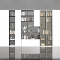 Modern White Bookcase Design With Multiple Compartments Books Decorative Items And Built in Lighting 3d model