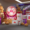 Colorful 7th Anniversary Event Setup With Balloons Gift Boxes And LOGO