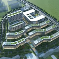 Modern Industrial Factory Complex With Green Roofs And Surrounding Greenery