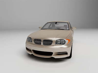 Beige Sporty Sedan Front View With Modern Grille And Headlights Design 3d model