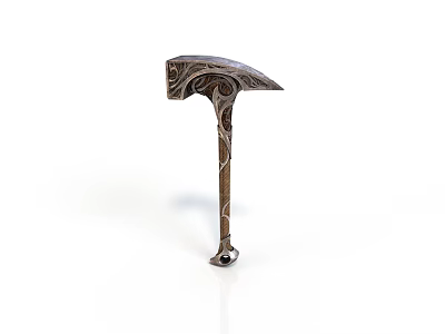 Unique Vintage Metal Hammer Weapon With Ornate Carved Design And Crafted Details 3d model