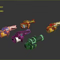 Colorful Cartoon Style Toy Guns With Different Designs For Kids Playtime
