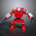 Red Mechanical Robot Character Featuring Saw Arm And Futuristic Sci Fi Design 3d model
