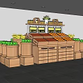 Supermarket Shelf Fruit and Vegetable Rack Fruit and Vegetable Rack Fresh Area Scene Pile Heap Wenchuang Department Store 3d model