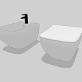 Modern Toilet And Washbasin With Black Faucet In Contemporary Bathroom Design
