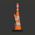 Orange Traffic Cones With White Stripes Curved Red Barrier And Red Bollards On Black Bases