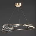 Modern Spiral Crystal Chandelier With Glass Panels And Metal Frame Design
