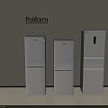 Poliform White Upright Refrigerators Three Different Sizes Modern Design 3d model