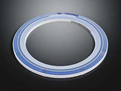Modern Decorative Circular Ring Component With Blue White Stripes And Smooth Surface 3d model