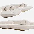 Modern Beige Sectional Sofa With Geometric Design Plush Cushions And Metal Base