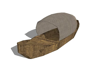 Detailed Traditional Wooden Boat With Canopy And Natural Wood Structure Design 3d model