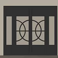 Modern Front Door With Double Design Black Frame And Circular Geometric Glass Panels