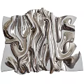 Silver Wavy Metal Wall Decor with Modern Sculptural Design for Interior Spaces