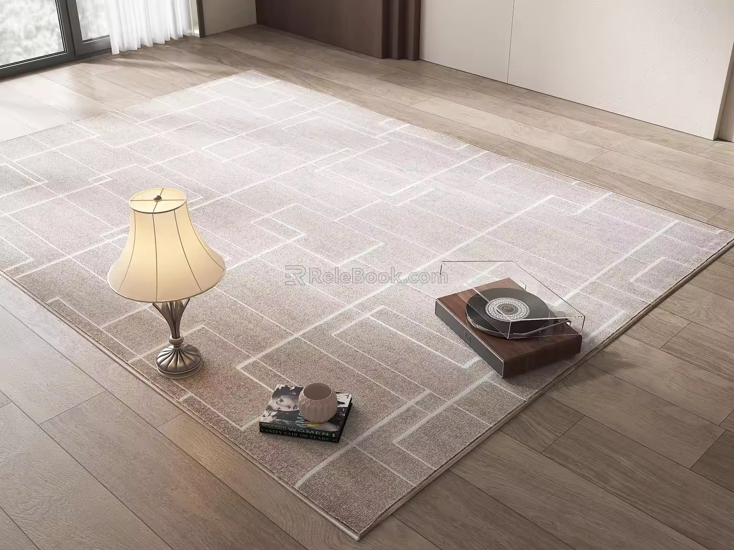 Modern Carpet Cream Style Carpet Living Room Carpet Square Carpet Silent Style Carpet Bedroom Carpet 3d model