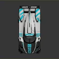 Sleek Blue And White Race Car With Streamlined Body Aerodynamic Rear Wing And Number 20