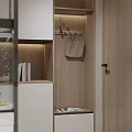 Modern Living Dining Room Interior With Open Layout Marble Partitions And White Storage Cabinets
