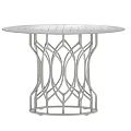 Elegant Modern Dining Table With Clear Glass Top And Gold Geometric Base 3d model