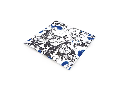 Decorative Square Fabric With Black White Blue Abstract Pattern Design 3d model