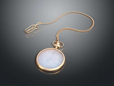 Elegant Vintage Pocket Watch With Gold Chain And White Dial 3d model