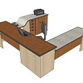 L Shaped Wooden Office Desk With Laptop Printer Drawers And Chair