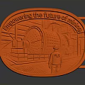 Red Belt Buckle With Engraved Building And Figure Design For Daily Use