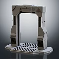 Sci Fi Architectural Gateway With Mechanical Design And Grilled Platform Structure 3d model