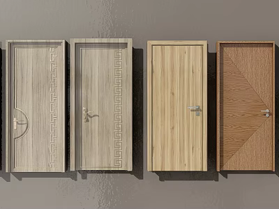 Wooden Swing Doors With Different Decorative Patterns For Interior Design 3d model