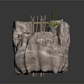 Wooden Platform Structure On Rocky Terrain With Wooden Beams Small Plants And Tall Tree