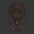 Traditional Ethnic Attire Decorative Wooden Mask With Intricate Carved Patterns