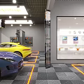 Fengjiaban Auto Quick Repair Maintenance Center With Yellow Blue Cars And Modern Building Facade