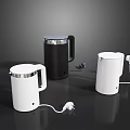 Modern Black And White Electric Kettles With Silver Trim For Household Use