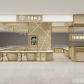 Elegant Jewelry Store Interior Design With Display Counters And Chandeliers 3d model