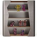 Modern Bookcase With Multiple Shelves Displaying Colorful Collectible Figurines