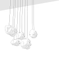 Modern Decorative Cloud Shaped Chandelier with Multiple White Pendants and Black Cords