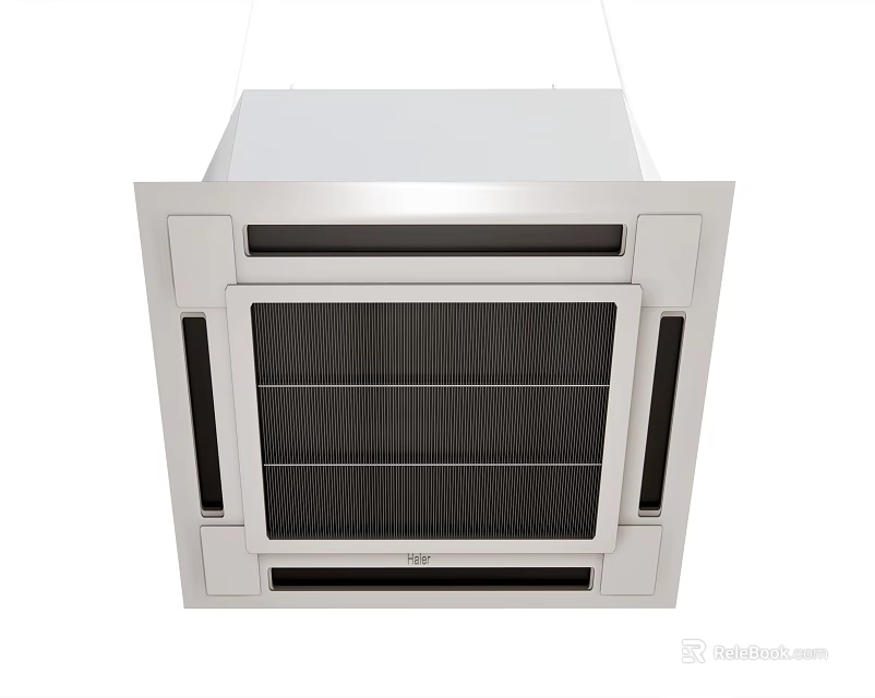 White Modern Air Conditioner Fan With Sleek Square Structure And Vent Grille 3d model 